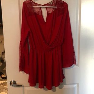 Red Romper with Lace- NWOT